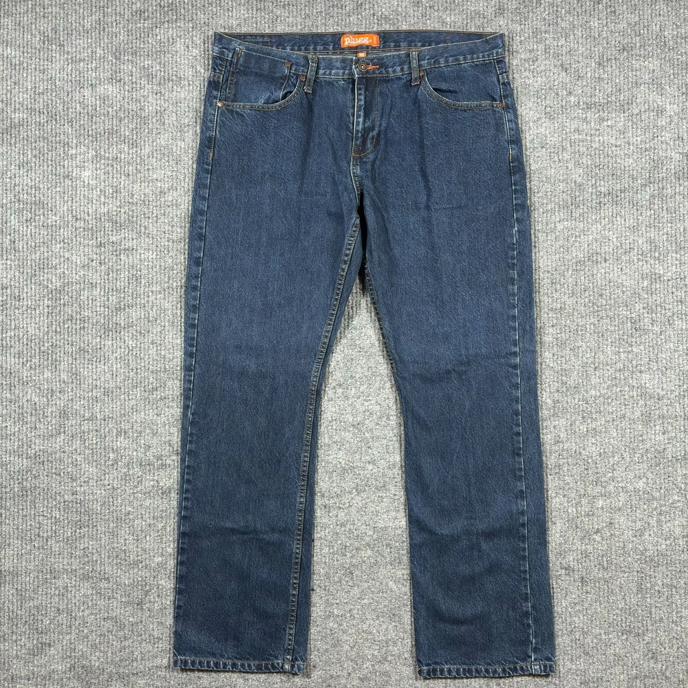 Plugg‎ Jeans Co. Mens Size 38x32 Blue Denim Straight Leg 100% Cotton Low Rise